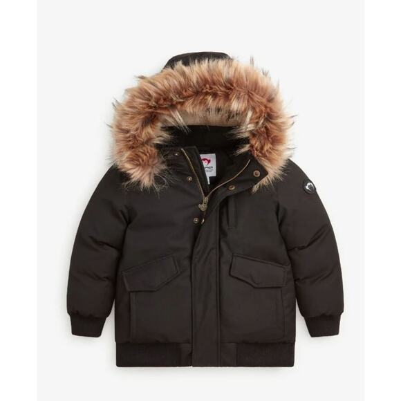 Appaman Boy's City Transit Faux Fur Trim Hooded Coat in Black Size 8-10 $175 - Picture 2 of 8